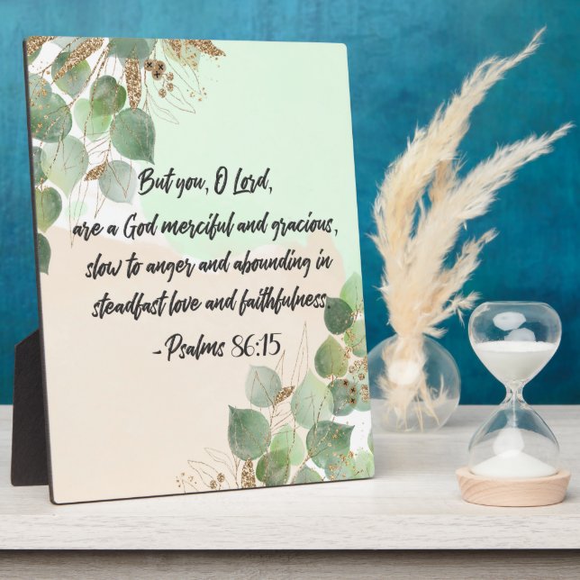 Bible Verse Psalm Green Gold Leaves Scripture Plaque (Side)