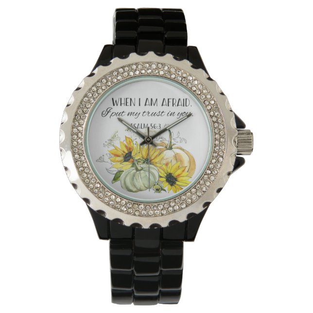 Bible Verse Psalm Sunflower  Watch (Front)