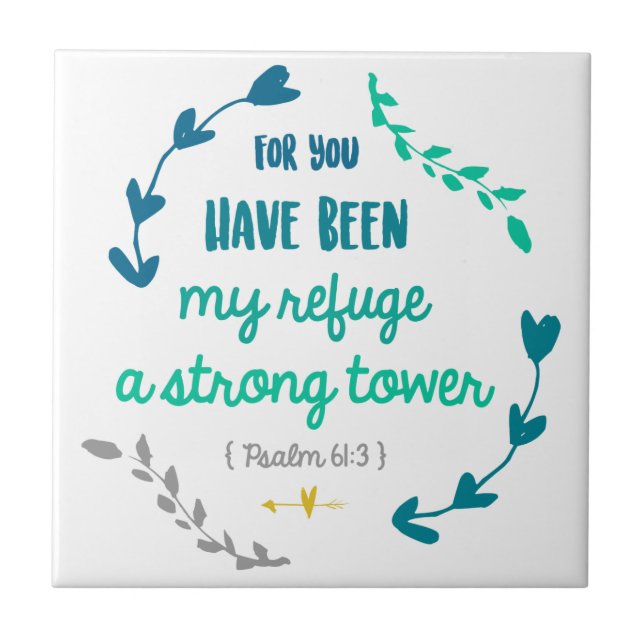 Bible Verse Psalms Christian Faith Quote Wreath Tile (Front)