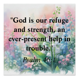 Bible verse Psalms typography floral watercolor Poster