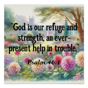 Bible verse Psalms typography floral watercolor Poster