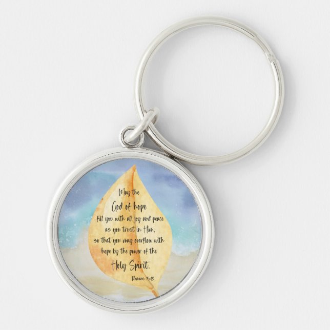 Bible verse Romans Yellow Blue Keychain (Front)