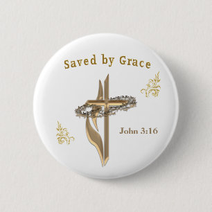 Bible Verse saved by Grace 6 Cm Round Badge