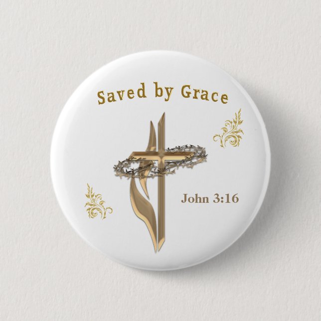 Bible Verse saved by Grace 6 Cm Round Badge (Front)