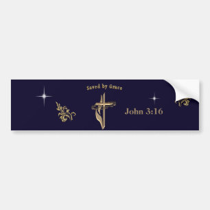 Bible Verse saved by Grace Bumper Sticker