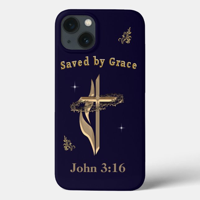 Bible Verse saved by Grace Case-Mate iPhone Case (Back)