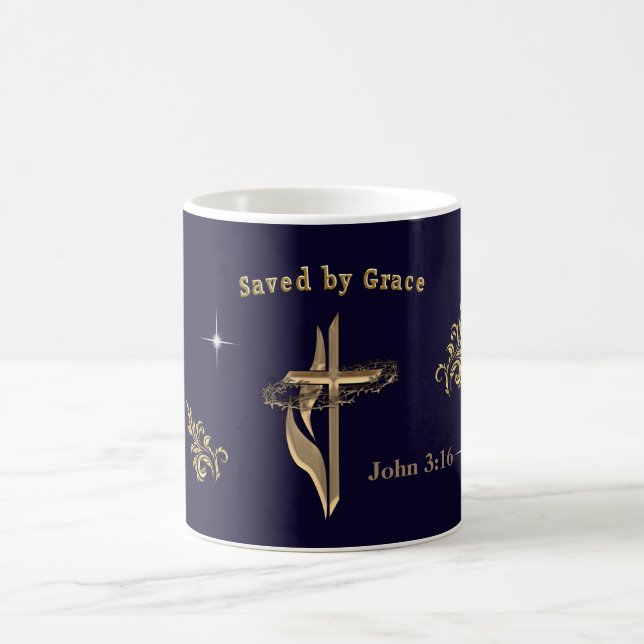Bible Verse saved by Grace Coffee Mug (Center)