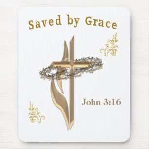 Bible Verse saved by Grace Mouse Mat
