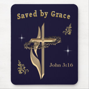 Bible Verse saved by Grace Mouse Mat
