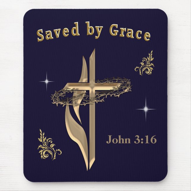 Bible Verse saved by Grace Mouse Mat (Front)