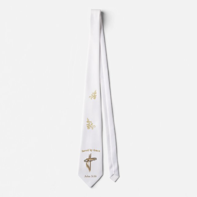 Bible Verse saved by Grace Tie (Front)