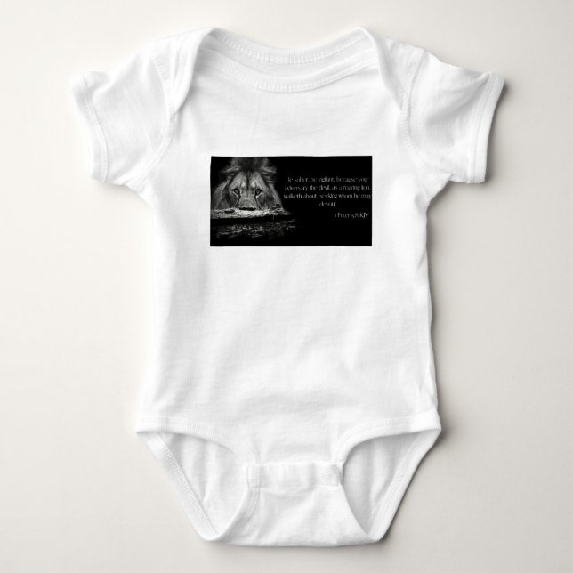 Bible Verse Scripture 1 Peter 5:8 KJV Baby Bodysuit (Front)