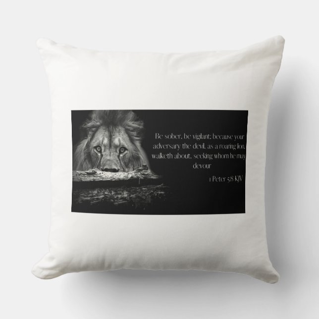 Bible Verse Scripture 1 Peter 5:8 KJV Cushion (Front)