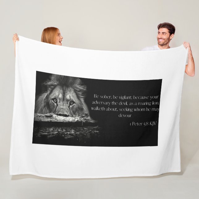 Bible Verse Scripture 1 Peter 5:8 KJV Fleece Blanket (In Situ)