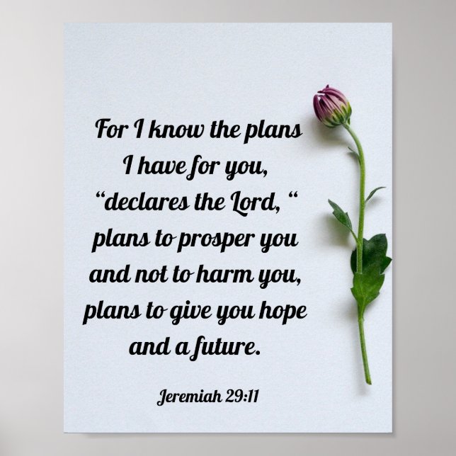 Bible Verse Scripture Jeremiah 29:11 Wall Poster (Front)