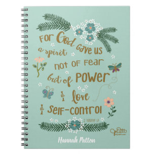 Bible Verse Scripture Mint Floral Personalised Notebook