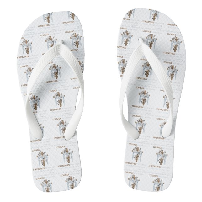 Bible Verse Scripture Psalm 27:14 KJV II All-Over Flip Flops (Footbed)