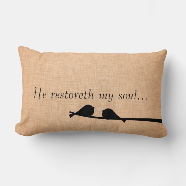 Bible Verse Scripture; Restoreth My Soul Lumbar Cushion (Front)