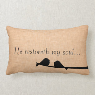 Bible Verse Scripture; Restoreth My Soul Lumbar Cushion