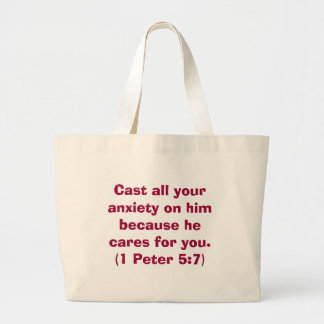 Bible Verse Series - Cast all your anxiety on him  Large Tote Bag