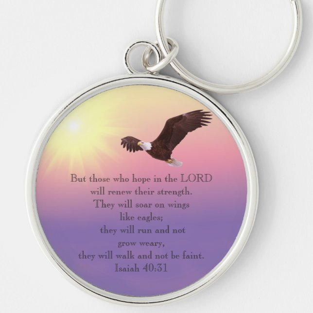 Bible Verse-Soar with Wings as Eagles-Keychain Key Ring (Front)