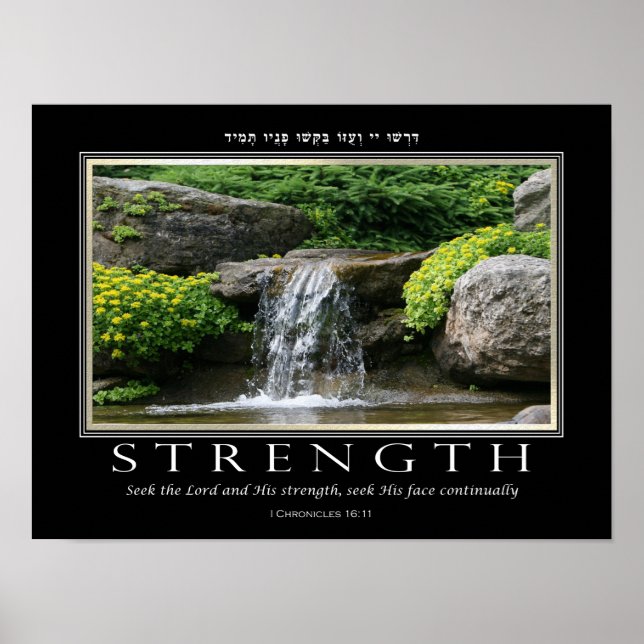 Bible Verse Strength English Hebrew Inspirational Poster (Front)