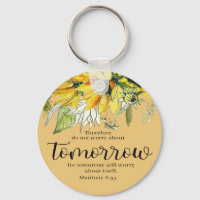 Bible Verse Sunflower Round Keychain