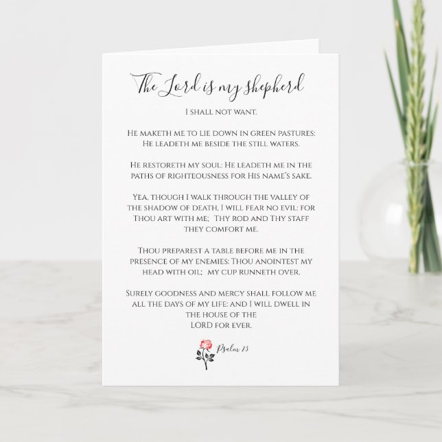 Bible Verse, The Lord is my Shepherd, Psalm 23 Card (Front)