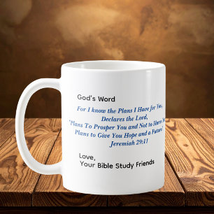 Bible Verse The Plans- Blue Personalise Coffee Mug