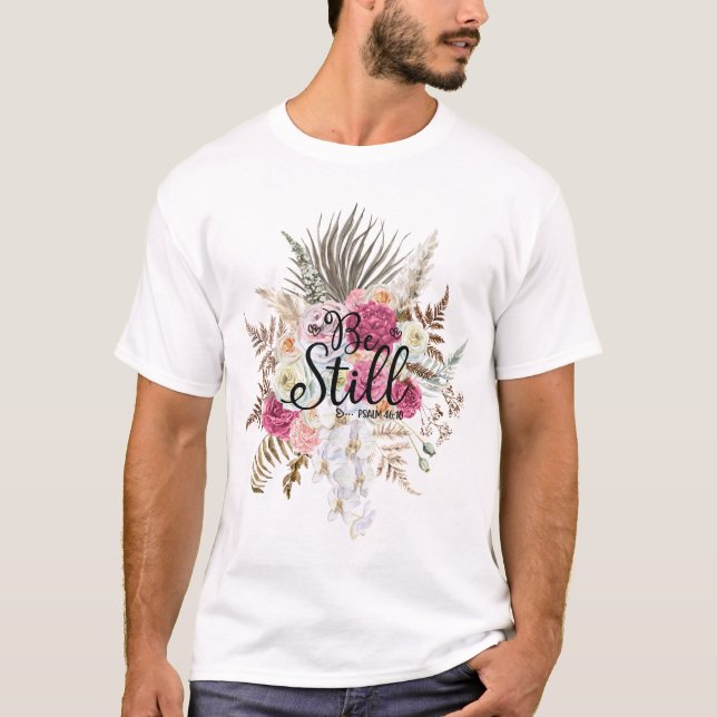 Bible Verse Trendy Floral Pampas Grass T-Shirt (Front)