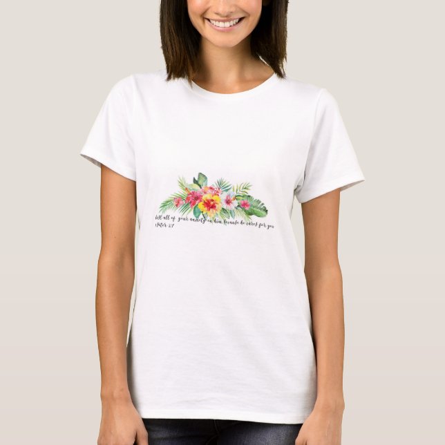 Bible Verse Tropical T-shirt Christian Women (Front)