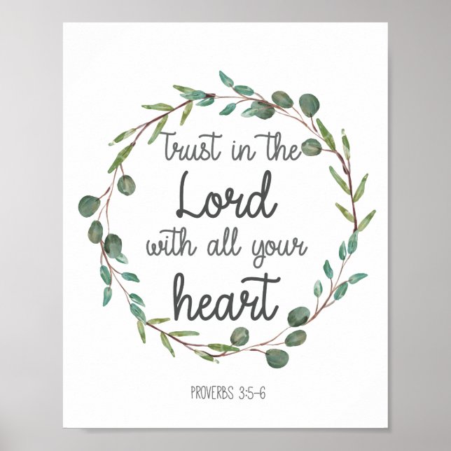 Bible Verse Trust in The Lord With All Your Heart Poster (Front)