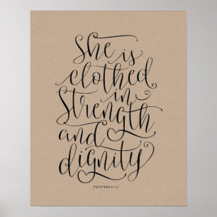 Bible verse wall art proverbs 31:25 calligraphy v3