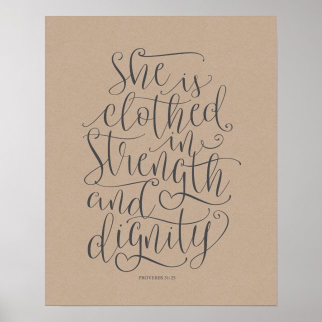 Bible verse wall art proverbs 31:25 calligraphy v4 (Front)