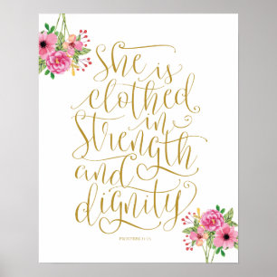 Bible verse wall art proverbs 31:25 calligraphy v7