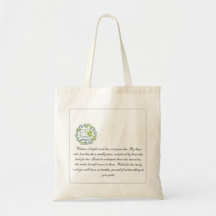 Bible verse Wisodm Personalized Christian Green Tote Bag