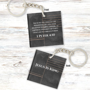 Bible Verse with Elegant Black Abstract Design  Key Ring