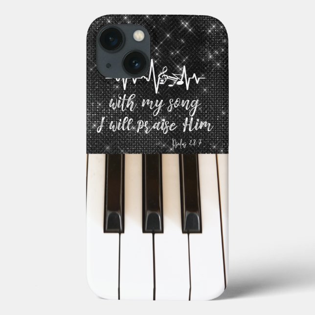 Bible Verse with Piano Keys Case-Mate iPhone Case (Back)