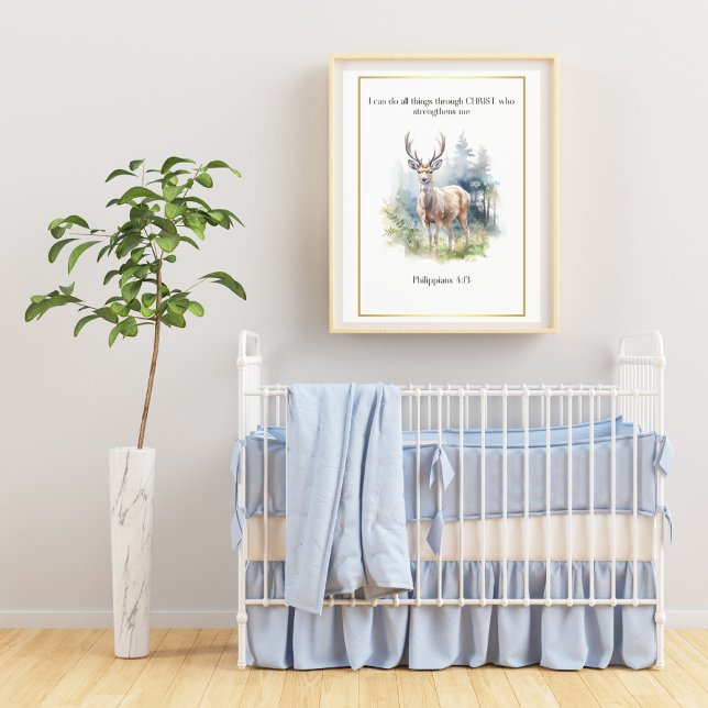 Bible Verse Woodland Nursery Art, Deer,  Photo Print (Creator Uploaded)