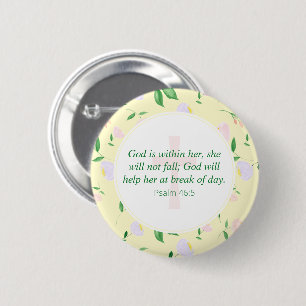 Bible Verse Yellow Spring Watercolor Floral 6 Cm Round Badge