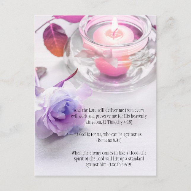 Bible verses, a rose and the candle postcard (Front)