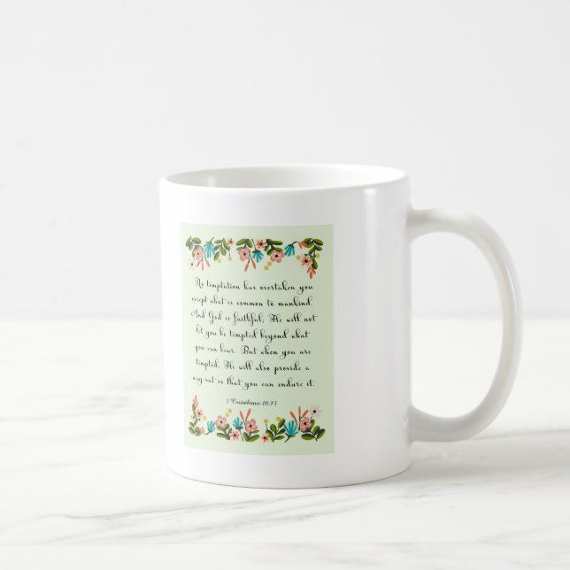 Bible Verses Art - 1 Corinthians 10:13 Coffee Mug (Right)