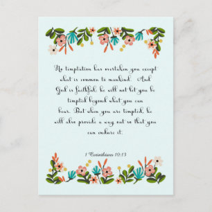 Bible Verses Art - 1 Corinthians 10:13 Postcard