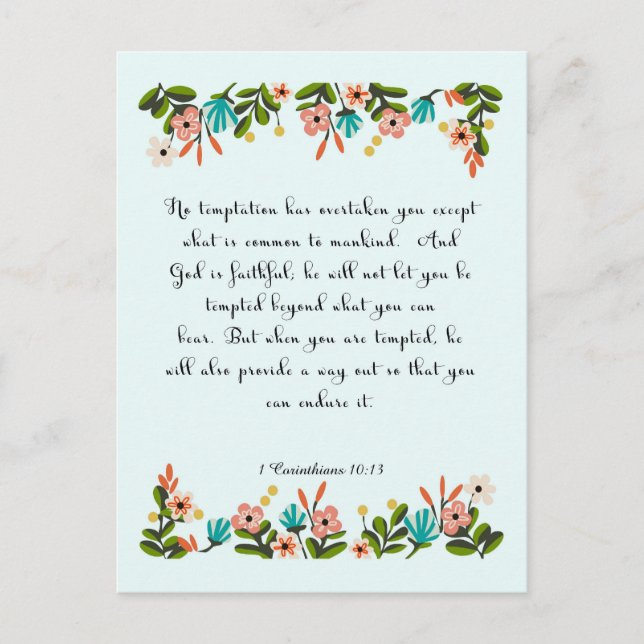 Bible Verses Art - 1 Corinthians 10:13 Postcard (Front)
