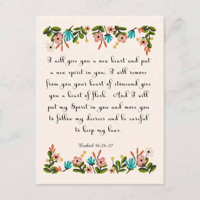 Bible Verses Art - Ezekiel 36:26-27 Postcard (Front)