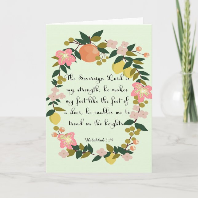 Bible Verses Art - Habakkuk 3:19 Holiday Card (Front)