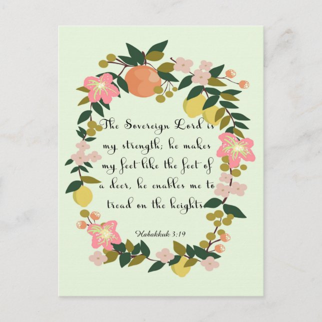 Bible Verses Art - Habakkuk 3:19 Postcard (Front)