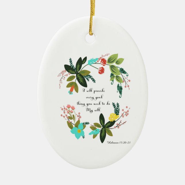 Bible Verses Art - Hebrews 13:20-21 Ceramic Tree Decoration (Front)