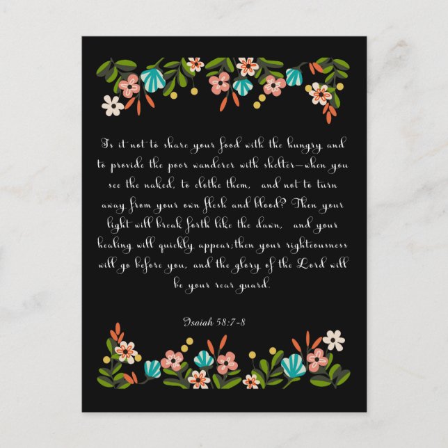 Bible Verses Art - Isaiah 58:7-8 Postcard (Front)