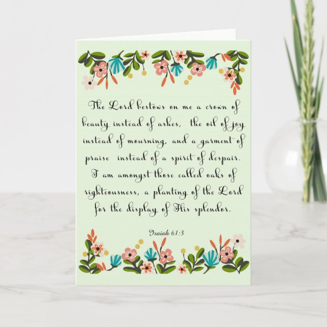 Bible Verses Art - Isaiah 61:3 Holiday Card (Front)